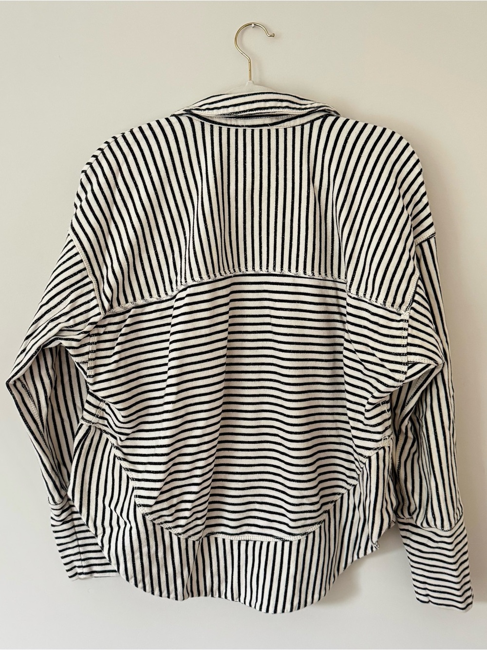 Anthro Pilcro Cotton Spliced Henley Top, Ivory / Black Stripe – Size Medium - Picture 6 of 8